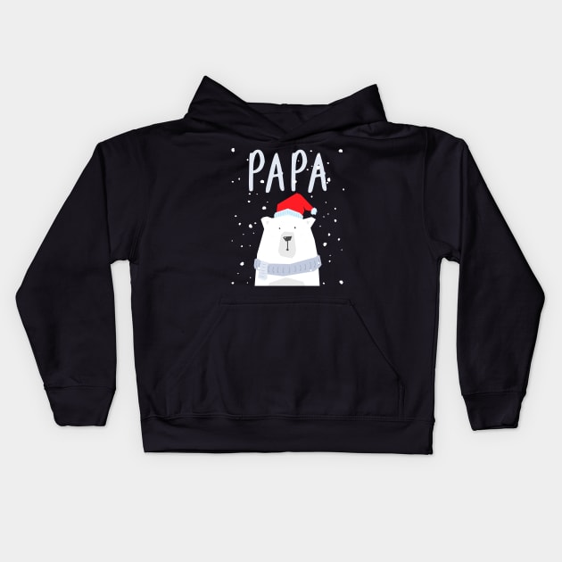 Mens Papa Bear Christmas Santa Hat Family Matching Kids Hoodie by teeleoshirts